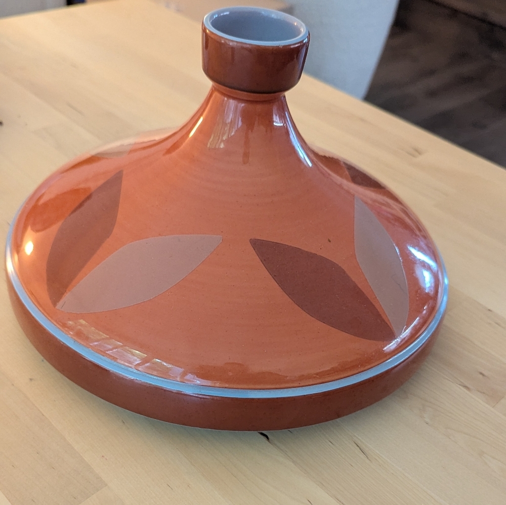 Our Place Terracotta and Blue Ceramic Lid